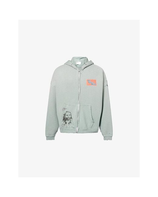 Paly Hollywood Blue Paly Alta Cienga Distressed Cotton Hoody for men