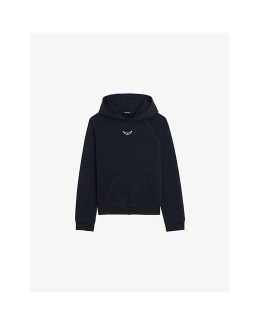 Zadig & Voltaire Blue Georgy Logo-Embroidered Cotton Hoody