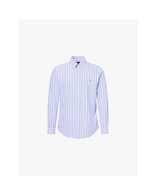 Polo Ralph Lauren Custom-Fit Striped Cotton Oxford Shirt in Blue for ...