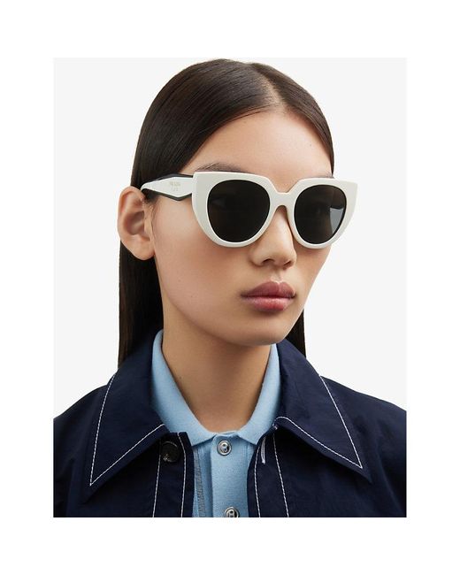 Prada White Pr 14ws Cat-eye Acetate Sunglasses