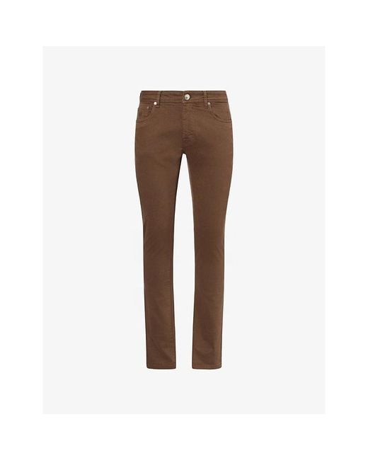 Corneliani Brown Regular-Fit Tapered-Leg Cotton Chino Trousers for men