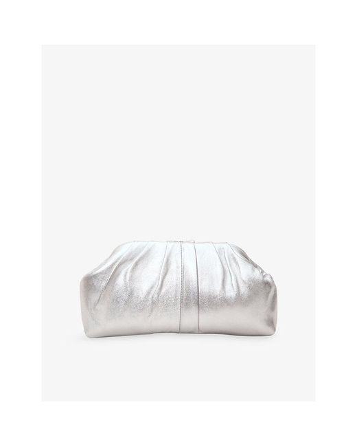 Phase Eight White Metallic Faux-Leather Clutch Bag