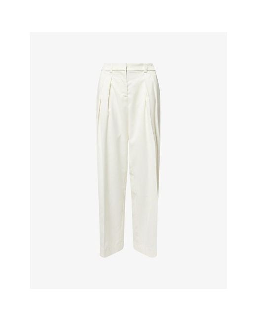 Frankie Shop White Daytona Pleated Wool Trousers