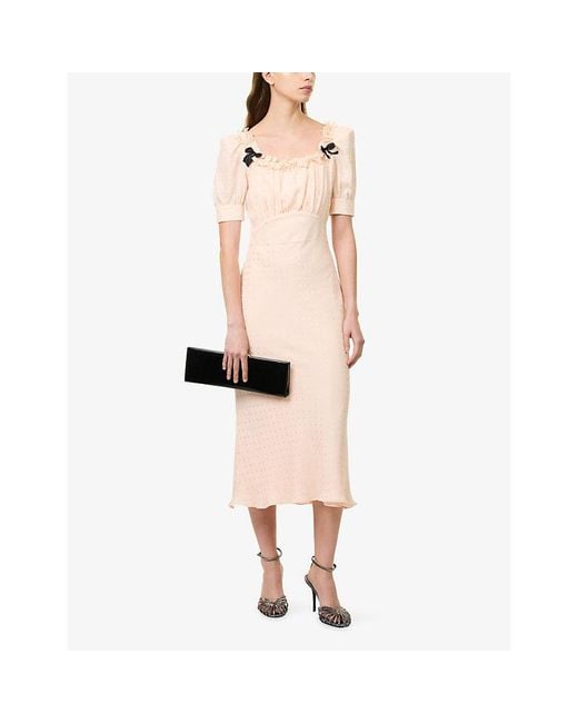 Alessandra Rich Pink Printed Square Neck Silk Maxi Dress