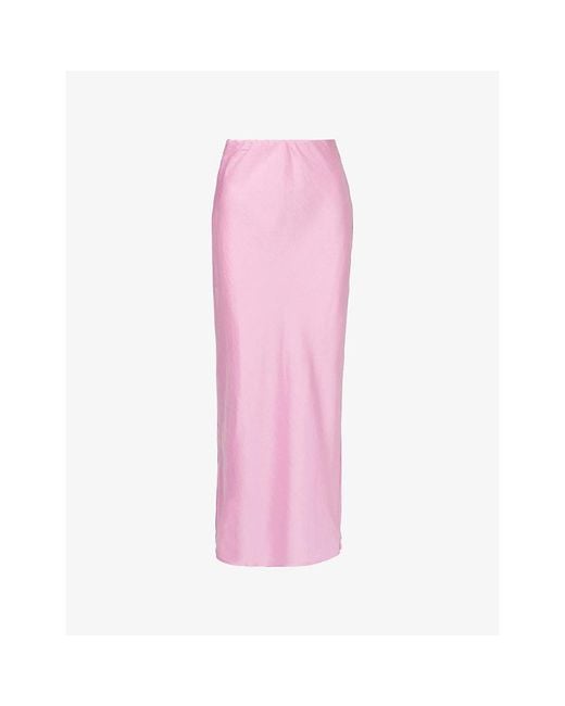Never Fully Dressed Pink Daphne High-Waisted Woven Maxi Skirt