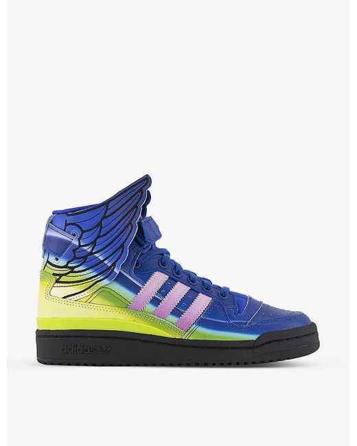 adidas X Jeremy Scott New Wings Leather High-top Trainers in Blue | Lyst