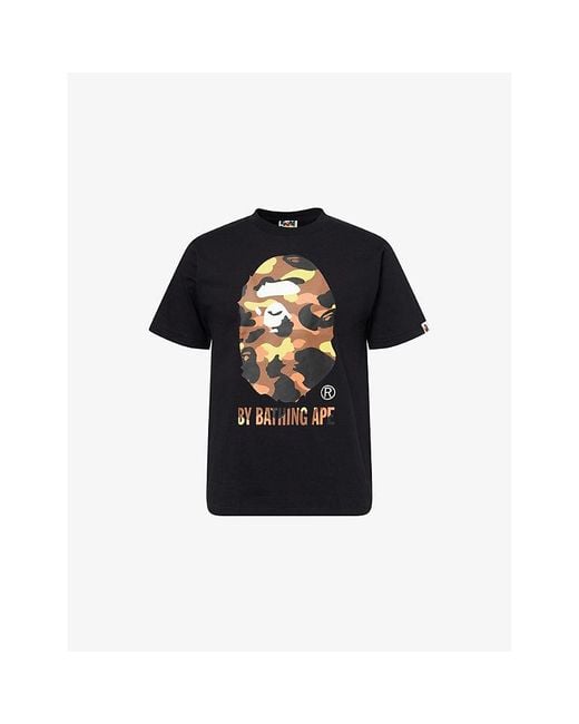 A Bathing Ape Black 1St Camo Brand-Print Cotton-Jersey T-Shirt for men