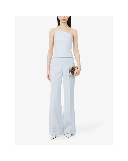 Roland Mouret White Asymmetric Panelled Stretch-woven Top