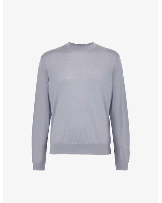 Emporio Armani Blue Travel Crew-neck Wool Knitted Jumper for men