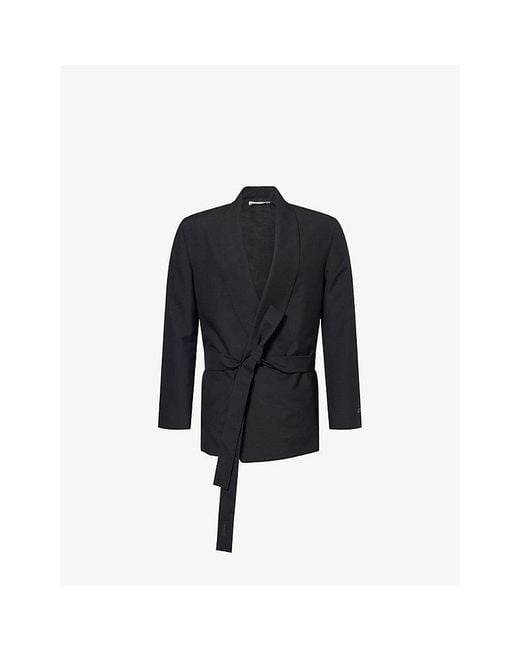 Fear Of God Blue Shawl Collar Double-Breasted Wool Blazer for men