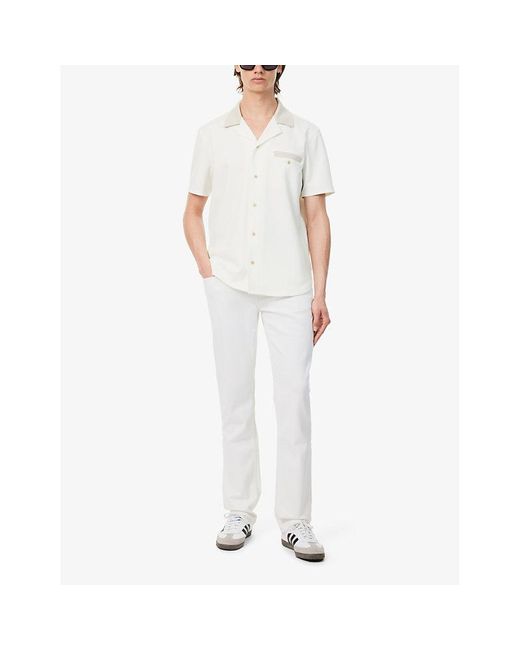 PAIGE White Roan Ribbed-trims Stretch-pique Shirt X for men