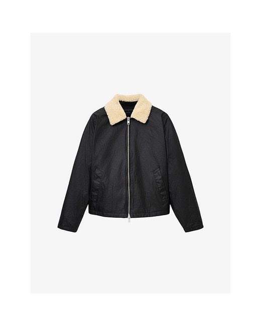 AllSaints Black Boston Sherpa-Collar Cotton Jacket for men
