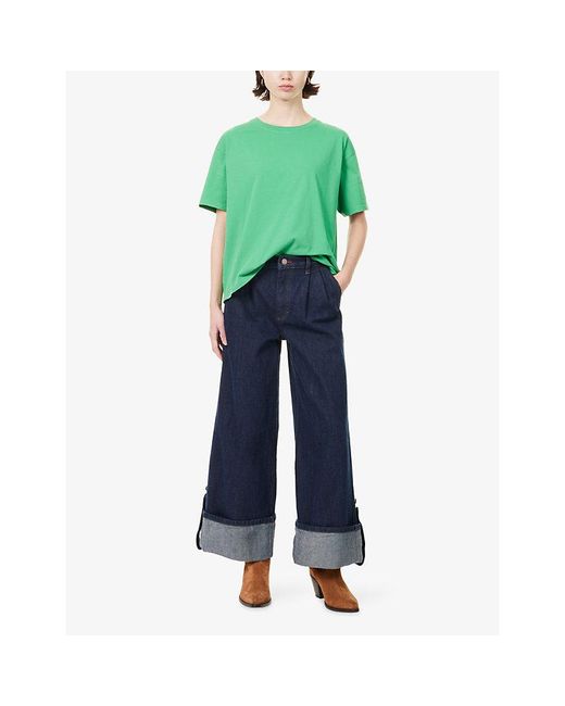 American Vintage Green Fizvalley Round-Neck Cotton T-Shirt