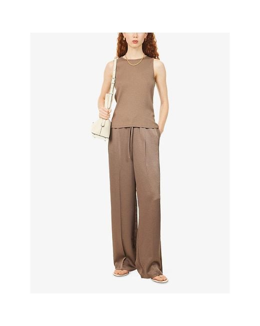 Vince Brown Ribbed Pima Shell Cotton Top