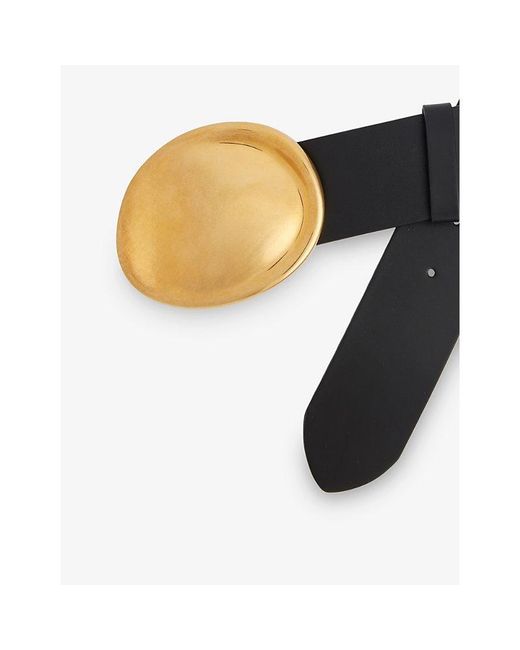 Khaite Black Keefe Leather And 18Ct-Plated Brass Belt