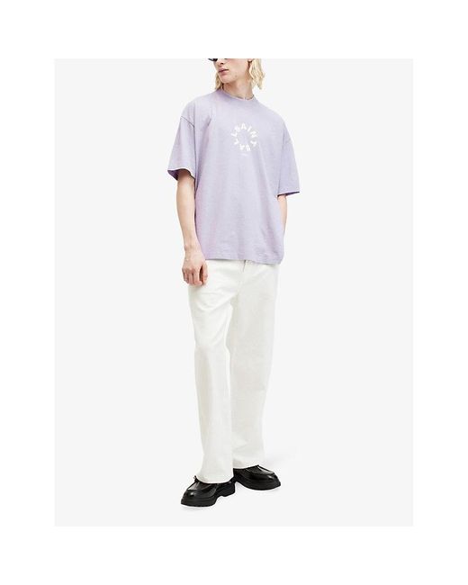 AllSaints Purple Tierra Brand-print Organic Cotton-jersey T-shirt for men