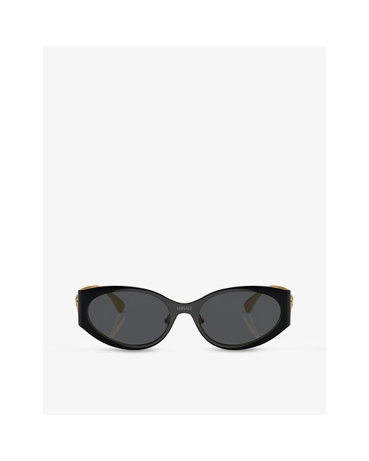Versace Black Ve2263 Oval-frame Acetate Sunglasses