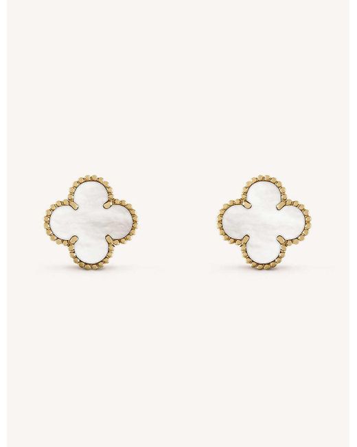 Van Cleef & Arpels Natural Vintage Alhambra Gold And Mother-of-pearl Earrings