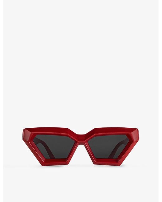 Louis Vuitton Red Lv Cut Logo-embossed Faceted-frame Acetate Sunglasses