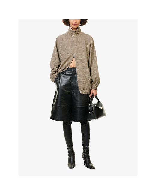 Frankie Shop Black Olivia Relaxed-Fit Leather Bermuda Shorts