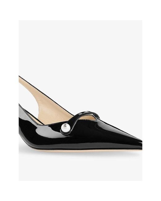 Jimmy Choo Black Amita 45 Slingback Patent-Leather Heeled Pumps