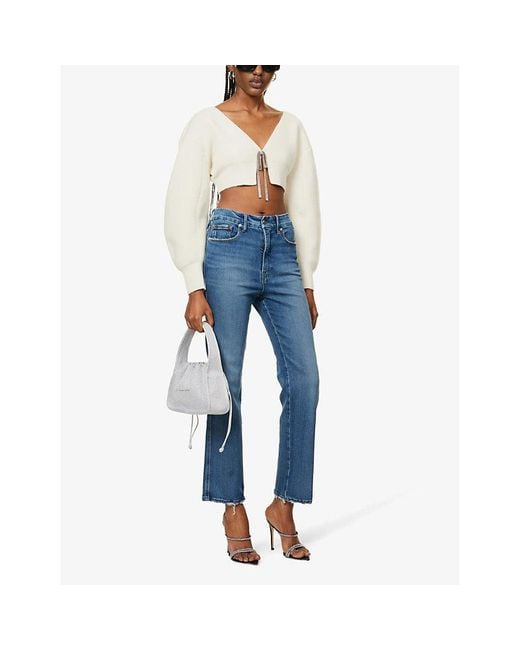 GOOD AMERICAN Blue Good Curve Straight-Leg High-Rise Stretch-Denim Jeans