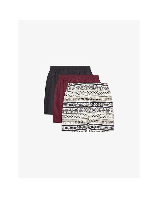 Skims Multicolor Regular-Fit Pack Of Three Cotton-Poplin Boxers for men