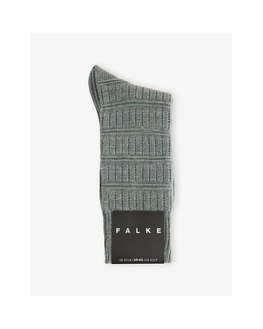 Falke Gray Link Attire Wool And Linen-Blend Socks for men