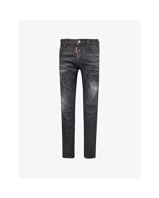 DSquared² Gray Cool Guy Faded-Wash Tapered-Leg Mid-Rise Stretch-Denim Jeans for men