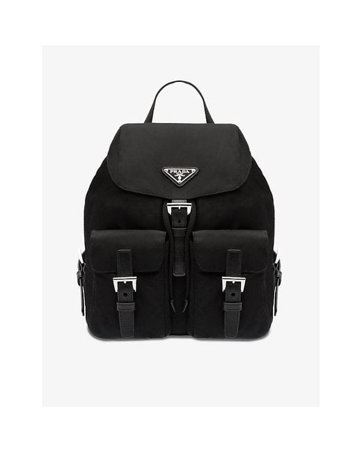 Prada Black Logo-Plaque Polyamide Backpack