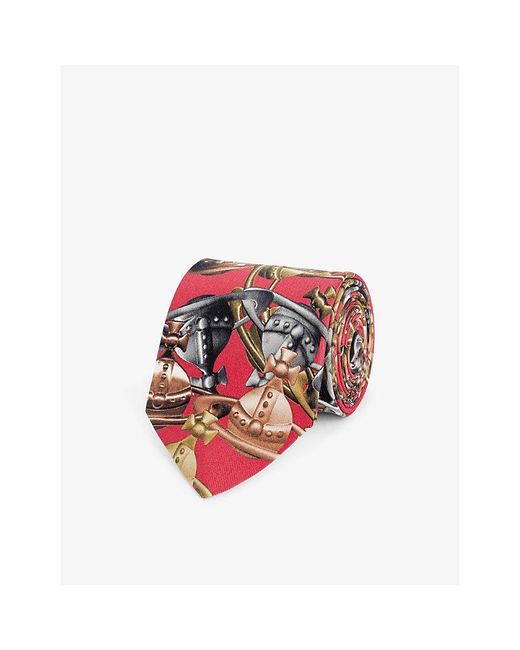 Vivienne Westwood Red Crazy Orb Graphic-print Silk Tie for men