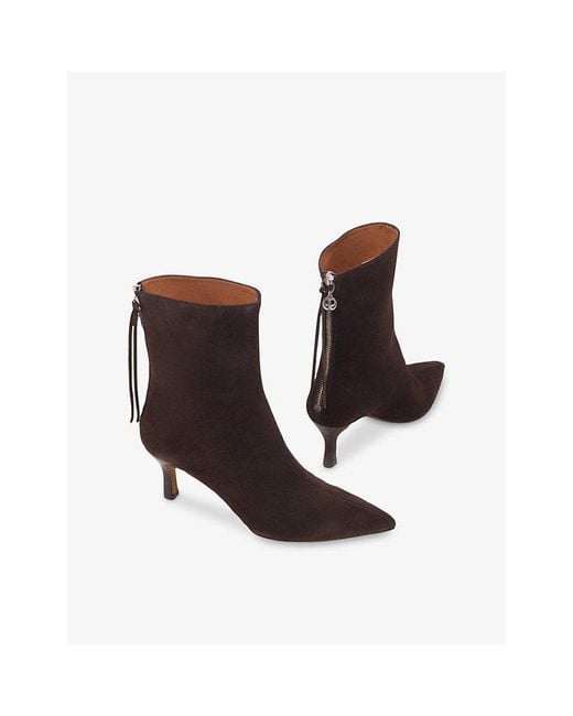 Maje Black Zipped Suede Heeled Ankle Boots