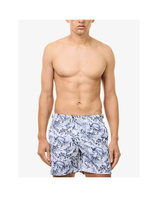 Orlebar Brown Blue Bulldog Printed Swim Shorts for men