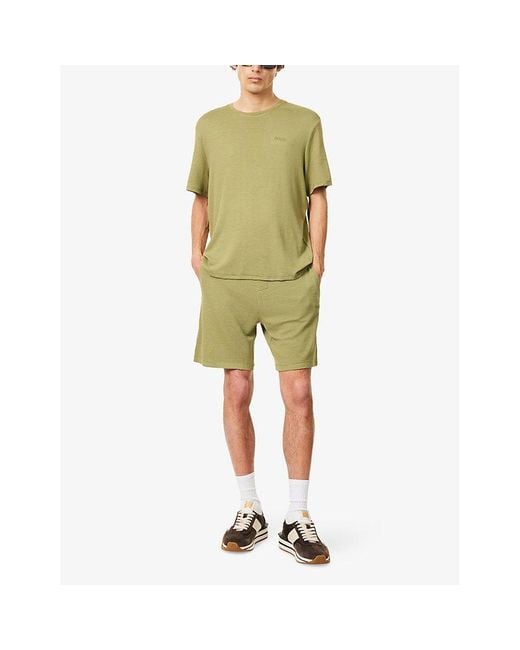 Boss Green Ribbed Two-Slip-Pockets Stretch-Woven Shorts for men
