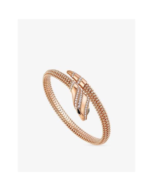 BVLGARI Pink Serpenti Single-Coil 18Ct Rose- And 0.52Ct Diamond Bracelet