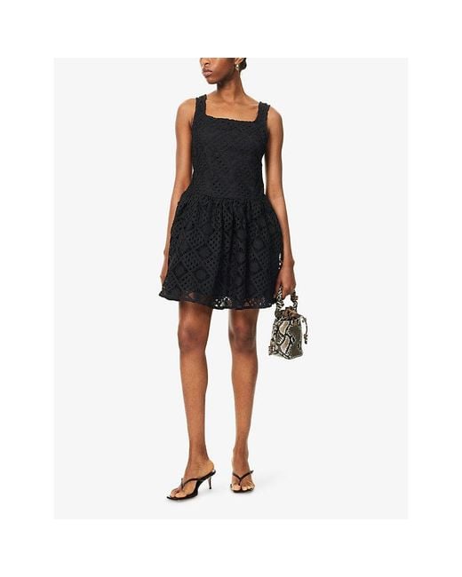 Amy Lynn Black Sylvie Crochet Woven Mini Dress