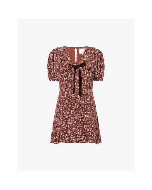 Reformation Kaylia Polka-Dot Woven Mini Dress in Brown | Lyst