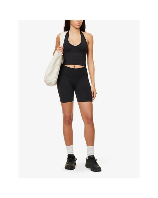 WE Are Tala Black Sculpt Seamless High-Rise Stretch-Recycled Polyamide And Polyester Shorts