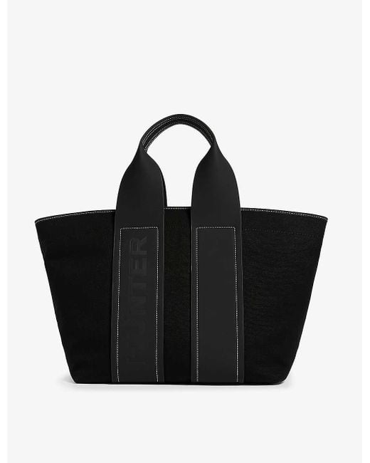 Hunter Black Contrast-stitch Cotton-canvas Tote Bag