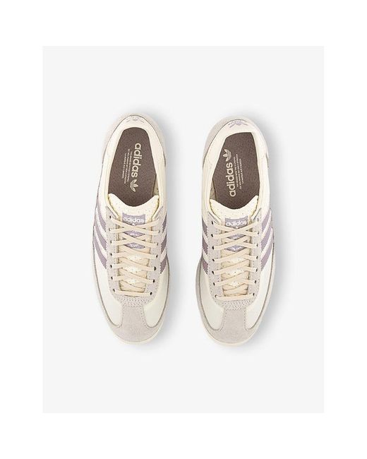 Adidas White Sl 72 Suede And Mesh Low-top Trainers