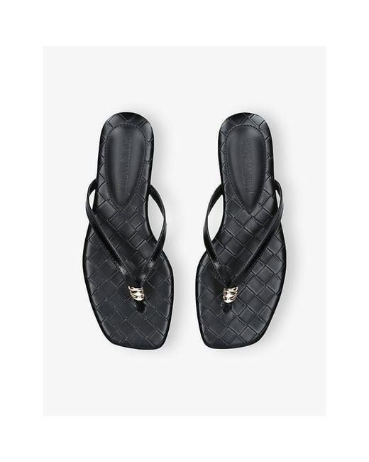 Steve Madden Black Maliyah Flat Leather Sandals