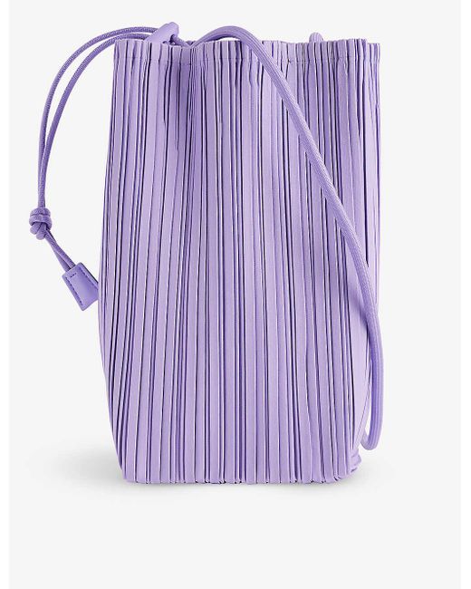 Pleats Please Issey Miyake Purple Bloom Pleated Woven Crossbody Bag