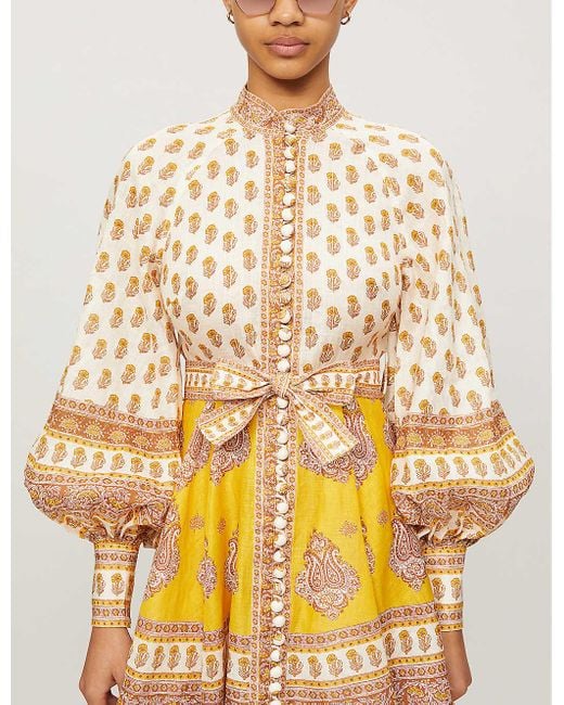Zimmermann Bonita Paisley-print Linen Mini Dress | Lyst