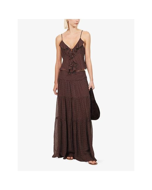 PAIGE Brown Indiah Polka-Dot Woven Cami Top