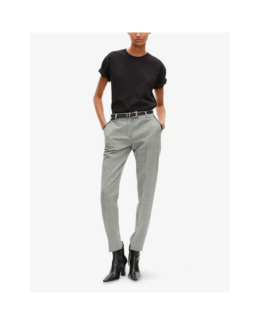 The Kooples Black Round-Neck Relaxed-Fit Cotton-Blend T-Shirt
