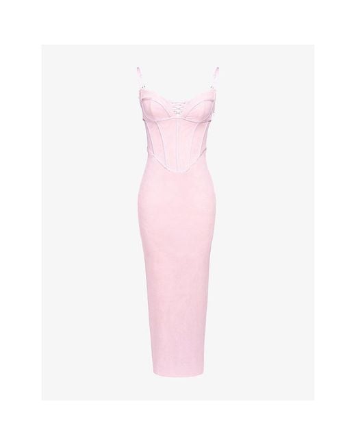 House Of Cb Romy Mesh Bodycon StretchWoven Maxi Dress in Pink Lyst — free download