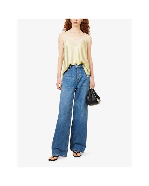 GOOD AMERICAN Blue High-Rise Wide-Leg Denim Jeans