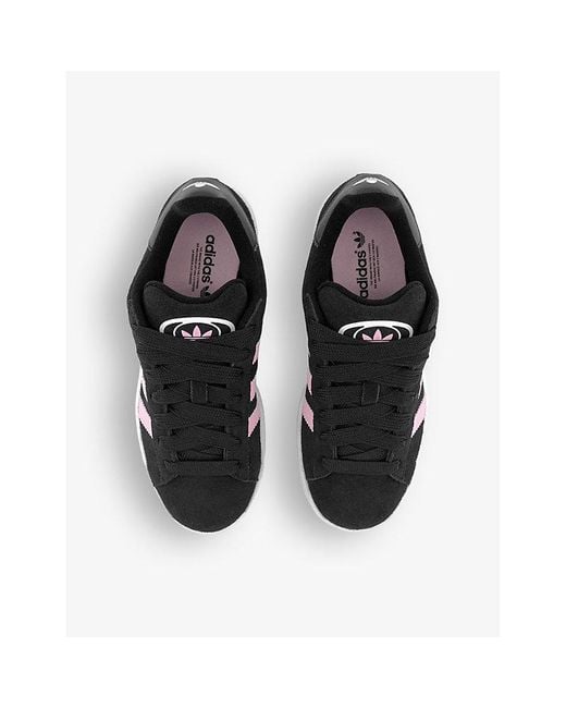 Adidas Black Campus 00s Brand-stripe Low-top Suede Trainers