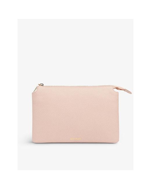 Whistles Elita Leather Clutch Bag in Pink Lyst