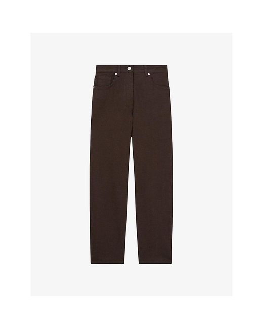 Reiss Brown Selin Mid-Rise Straight-Leg Denim Jeans